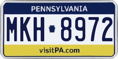 PA license plate MKH8972