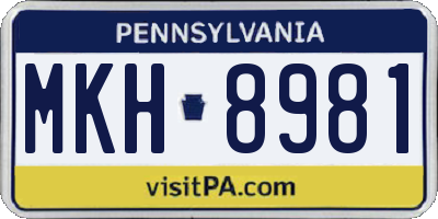 PA license plate MKH8981