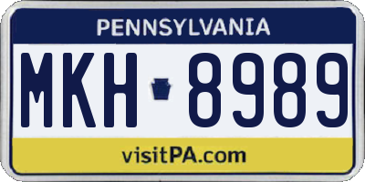 PA license plate MKH8989