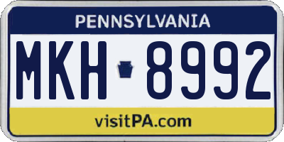 PA license plate MKH8992