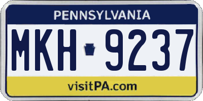 PA license plate MKH9237