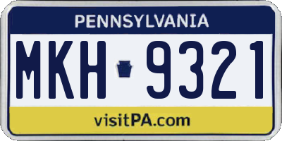PA license plate MKH9321