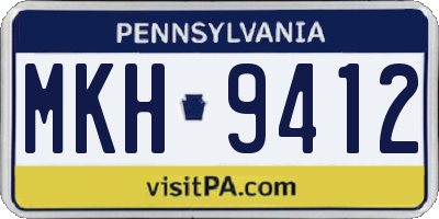 PA license plate MKH9412