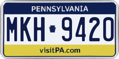 PA license plate MKH9420