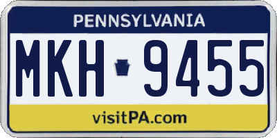PA license plate MKH9455