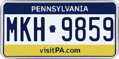 PA license plate MKH9859