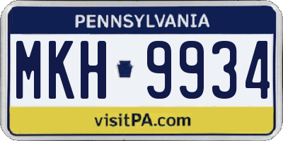 PA license plate MKH9934