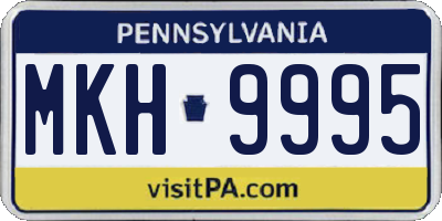 PA license plate MKH9995