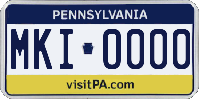 PA license plate MKI0000