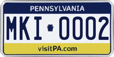 PA license plate MKI0002