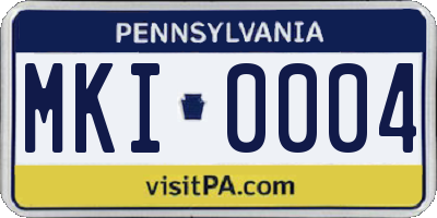 PA license plate MKI0004