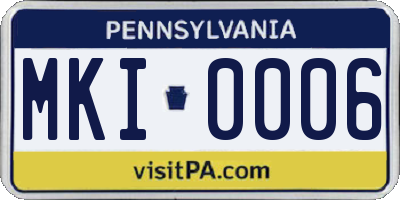 PA license plate MKI0006