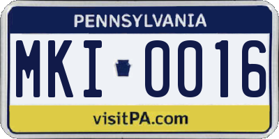 PA license plate MKI0016