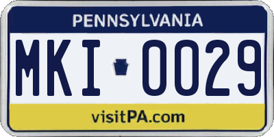 PA license plate MKI0029