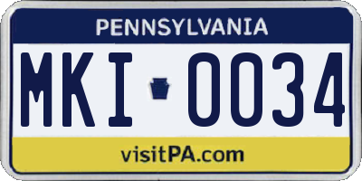 PA license plate MKI0034