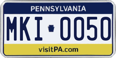 PA license plate MKI0050