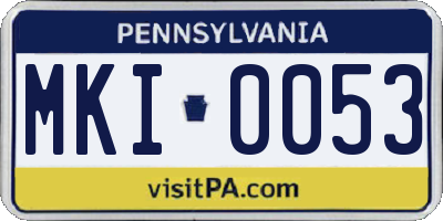 PA license plate MKI0053