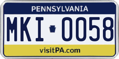 PA license plate MKI0058