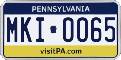 PA license plate MKI0065