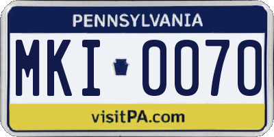 PA license plate MKI0070
