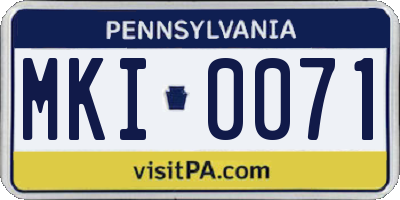 PA license plate MKI0071