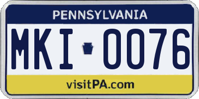 PA license plate MKI0076