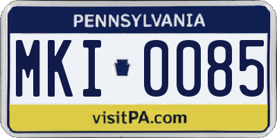 PA license plate MKI0085