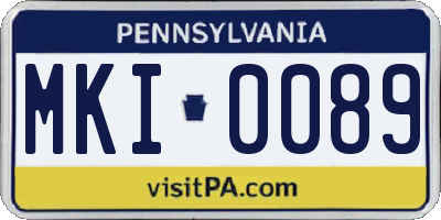 PA license plate MKI0089