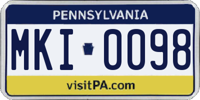PA license plate MKI0098