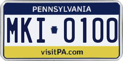 PA license plate MKI0100