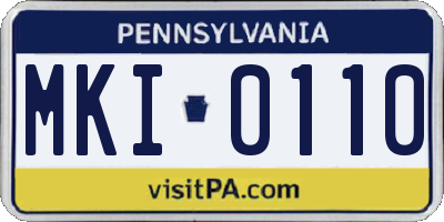PA license plate MKI0110