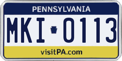 PA license plate MKI0113