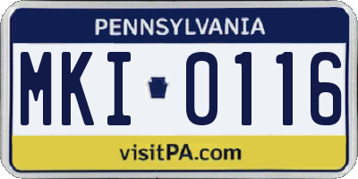 PA license plate MKI0116