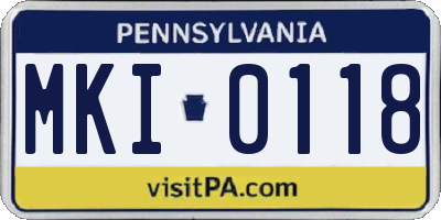 PA license plate MKI0118