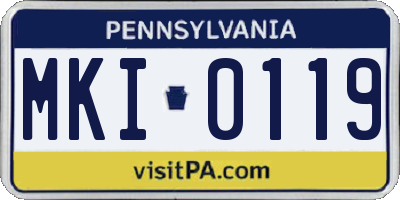 PA license plate MKI0119