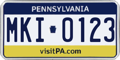 PA license plate MKI0123