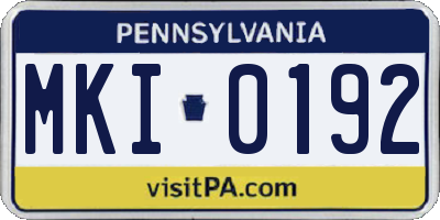 PA license plate MKI0192