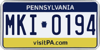 PA license plate MKI0194
