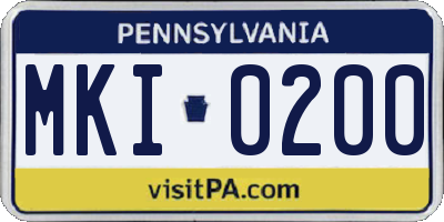 PA license plate MKI0200