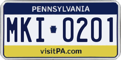 PA license plate MKI0201
