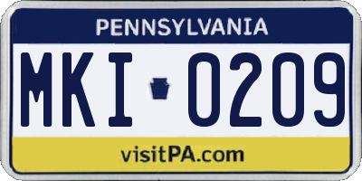 PA license plate MKI0209