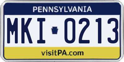 PA license plate MKI0213