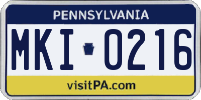 PA license plate MKI0216
