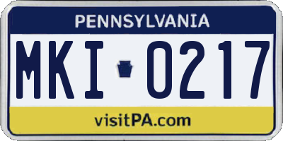 PA license plate MKI0217