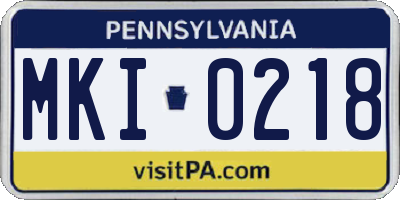 PA license plate MKI0218