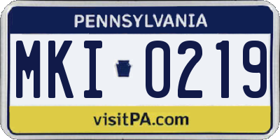 PA license plate MKI0219