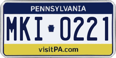 PA license plate MKI0221