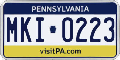 PA license plate MKI0223