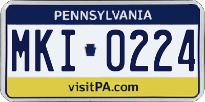 PA license plate MKI0224