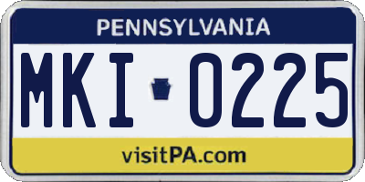 PA license plate MKI0225